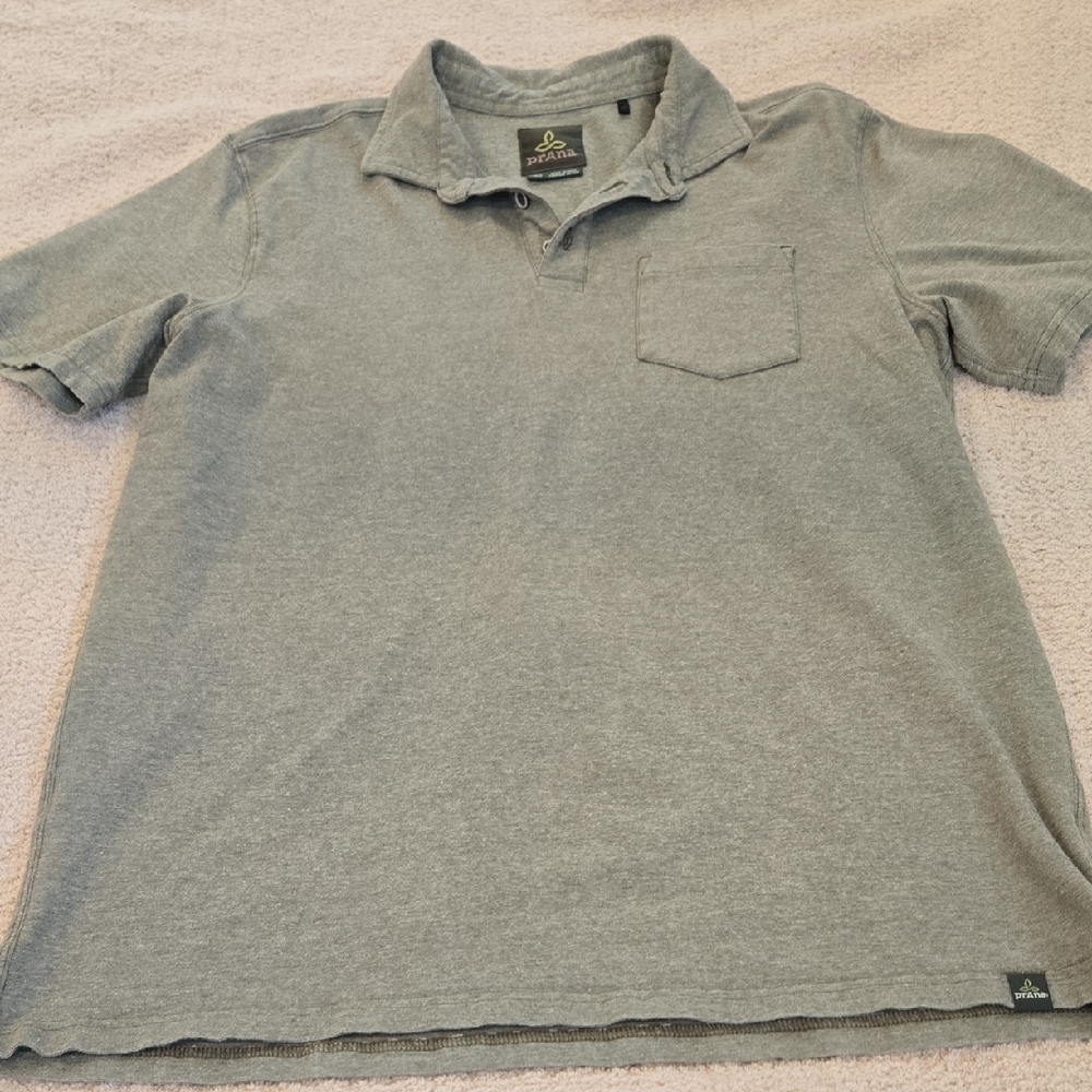 Prana Heather Green Polo Shirt